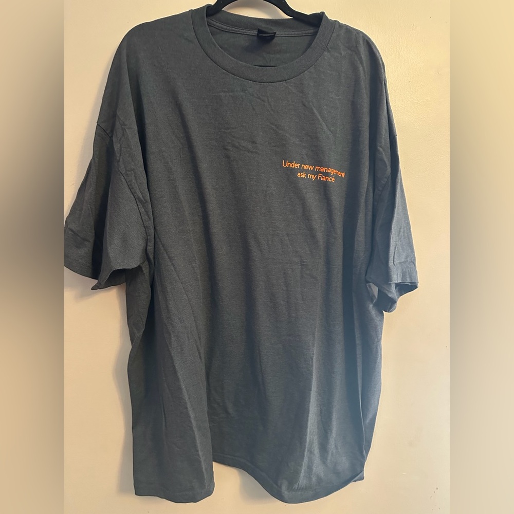 Hanes Dark Gray Tee with Orange Text